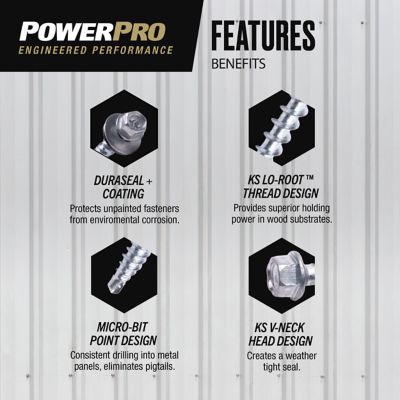 Image showing  #10 x 1-1/2 in. Power Pro Silver Self-Drilling Metal-to-Wood Roofing Screws, 98-Pack