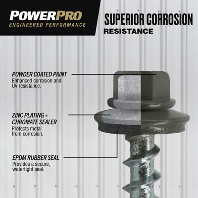 Image showing  #10 x 1-1/2 in. Power Pro Self-Drilling Metal-to-Wood Roofing Screws, Bright White, 1 lb., 98-Pack