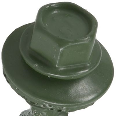 Image showing  #10 x 1-1/2 in. Power Pro Self-Drilling Metal-to-Wood Roofing Screws, Evergreen, 98-Pack