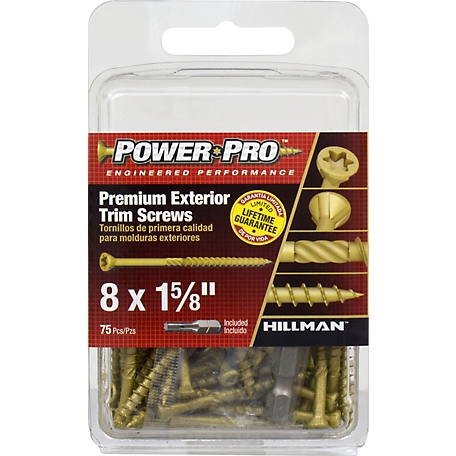 Hillman Power Pro Premium Exterior Trim Screws (#8 x 1-5/8in.) -75 Pack