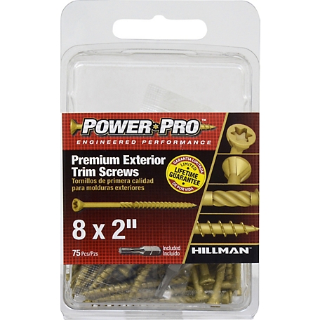 Hillman Power Pro Premium Exterior Trim Screws (#8 x 2in.) -75 Pack