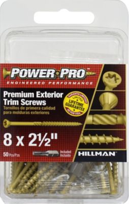 Hillman Power Pro Premium Exterior Trim Screws (#8 x 2-1/2in.) -50 Pack