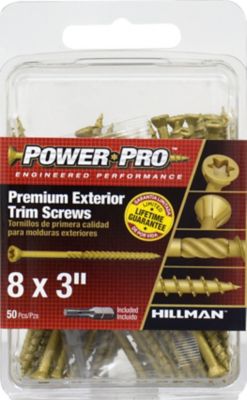 Hillman Power Pro Premium Exterior Trim Screws (#8 x 3in.) -50 Pack