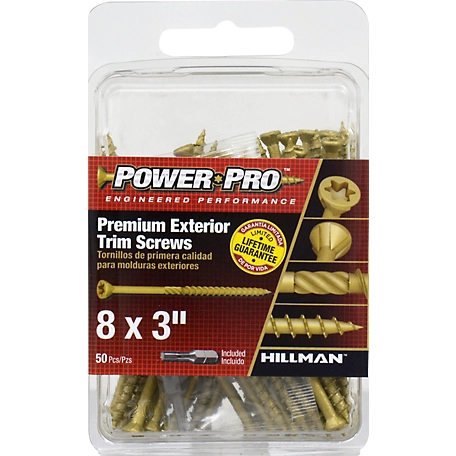 Hillman Power Pro Premium Exterior Trim Screws (#8 x 3in.) -50 Pack