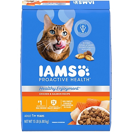 Iams Healthy Enjoyment Adult Chicken and Salmon Recipe Dry Cat Food, 15 lb. Bag