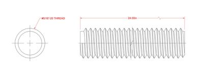 Image showing  SteelWorks 5/16 in.-18 x 2 ft. Coarse Threaded Rod, Zinc-Plated