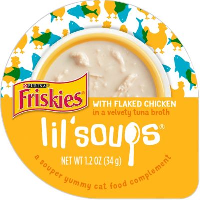 Friskies Purina Natural, Grain Free Wet Cat Food Complement, Lil' Soups Flaked Chicken