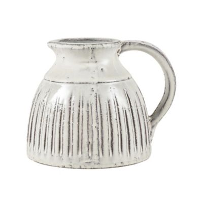 Elk Home Muriel Pitcher - Large Aged White Glazed, S0017-8210