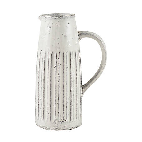 Elk Home Muriel Pitcher - Small Aged White Glazed, S0017-8211