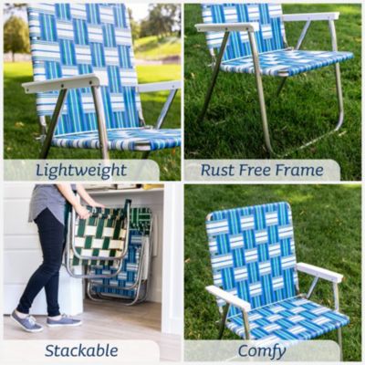 Image showing  Pair of High Back Aluminum Folding Beach Chairs Webbed, BC-OG