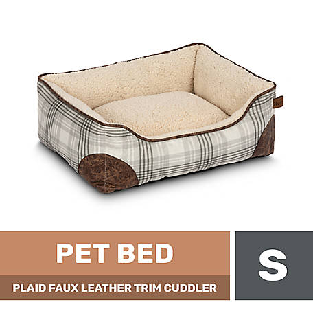 Retriever Plaid Faux Leather Trim Cuddler Pet Bed, 22 in. x 18 in.