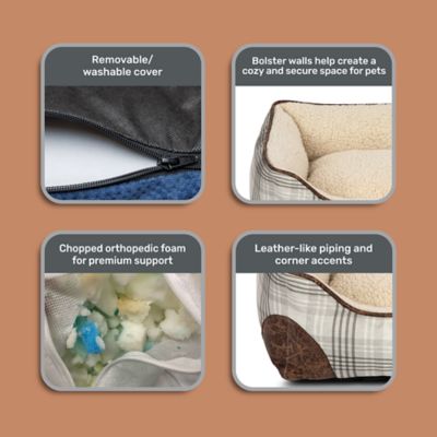 Image showing  Plaid Faux Leather Trim Cuddler Pet Bed, 22 in. x 18 in.