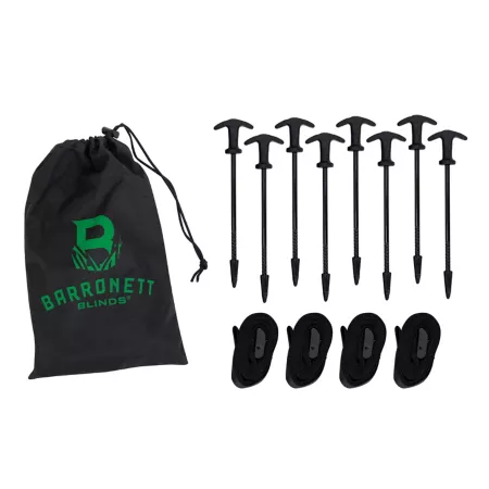 Barronett Blinds All Terrain Ground Stake Kit 8 Threaded Stakes 4 Ties Carrying Bag Tent & Shelter Accessories