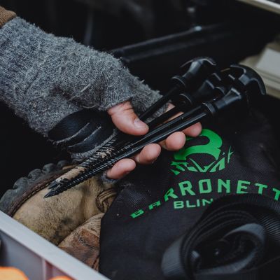 Image showing 4 th Barronett Blinds All-Terrain Ground Stake Kit, 8 Threaded Tip Stakes, 4 Tie-Downs, Carry Bag