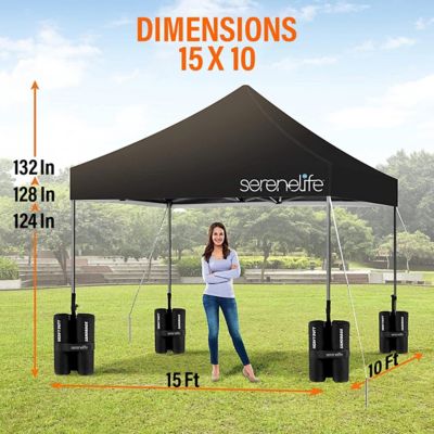 Image showing  Machrus Pop Up 10 x 15 Canopy Tent - Collapsible Pop Up Tent - Waterproof Uv Resistant Top, Carry Bag & Sand Bags