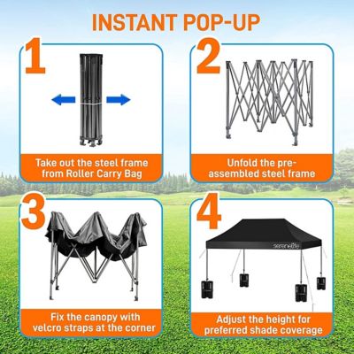 Image showing  Machrus Pop Up 10 x 15 Canopy Tent - Collapsible Pop Up Tent - Waterproof Uv Resistant Top, Carry Bag & Sand Bags
