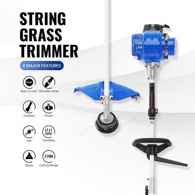 Image showing  17 in. 2-in-1 Straight Shaft 31cc 4-Cycle Gas String Trimmer and Brush Cutter Blade with Bonus Harness