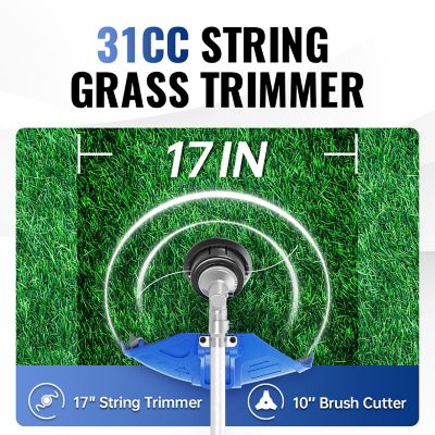 Image showing  17 in. 2-in-1 Straight Shaft 31cc 4-Cycle Gas String Trimmer and Brush Cutter Blade with Bonus Harness