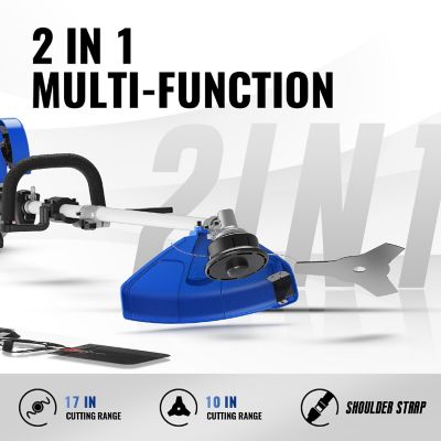 Image showing  17 in. 2-in-1 Straight Shaft 31cc 4-Cycle Gas String Trimmer and Brush Cutter Blade with Bonus Harness