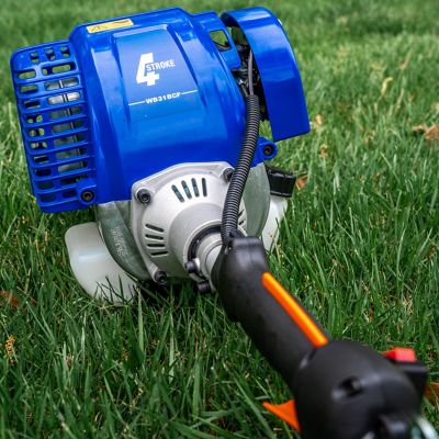 Image showing 6 th Wild Badger Power 17 in. 2-in-1 Straight Shaft 31cc 4-Cycle Gas String Trimmer and Brush Cutter Blade with Bonus Harness