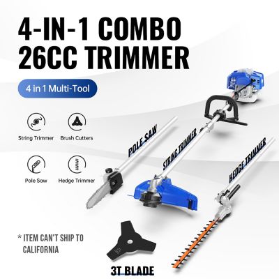 Image showing  17 in. 26cc Gas 4-in-1 Pole Saw, Hedge Trimmer, String Trimmer, Brush Cutter Blade and Harness