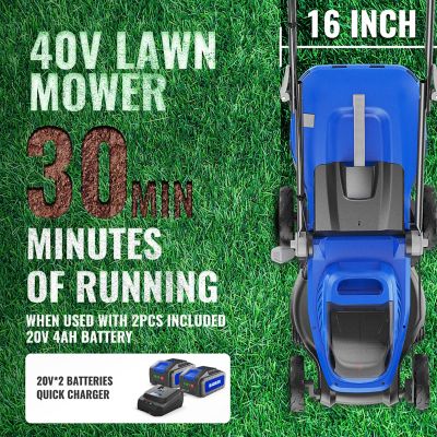 Image showing  Cordless 20 Volt 16 in. Lawn Mower, Includes (2) 4.0 Ah Batteries and (2) Fast Chargers, WB20V16LM