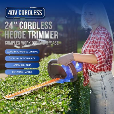 Image showing  24 in. 40V Cordless Hedge Trimmer, Battery and Charger Included
