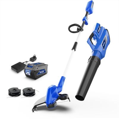 Wild Badger Power 13 in. 40V Cordless Brushed Trimmer and Brushed Blower Combo with 2.0Ah Battery and Clip-On Charger