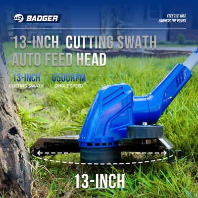 Image showing  13 in. 40V Cordless Brushed Trimmer and Brushed Blower Combo with 2.0Ah Battery and Clip-On Charger, 2-Pack