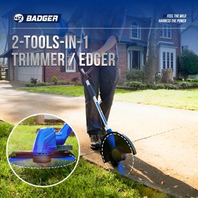 Image showing  13 in. 40V Cordless Brushed Trimmer and Brushed Blower Combo with 2.0Ah Battery and Clip-On Charger, 2-Pack
