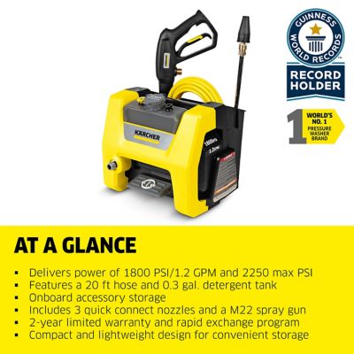 Image showing  1,800 PSI 1.2 GPM Electric Cold Water K1800PS Cube Pressure Washer with Turbo, 15 Degree and Soap Nozzles