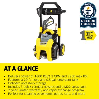 Image showing  1,800 PSI 1.2 GPM Electric Cold Water K1800PS Pressure Washer with Turbo, 15 Degree and Soap Nozzles