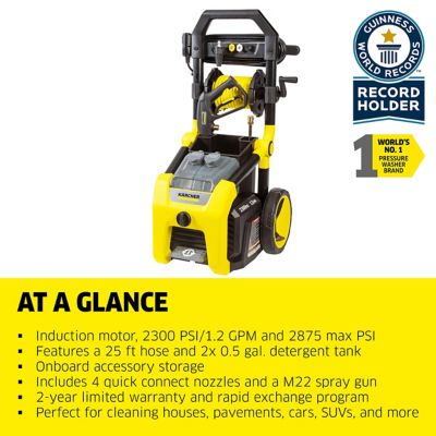 Image showing  2,300 PSI 1.2 GPM Electric Cold Water K2300PS Pressure Washer with Turbo, 15 Degree, 40 Degree, and Soap Nozzles