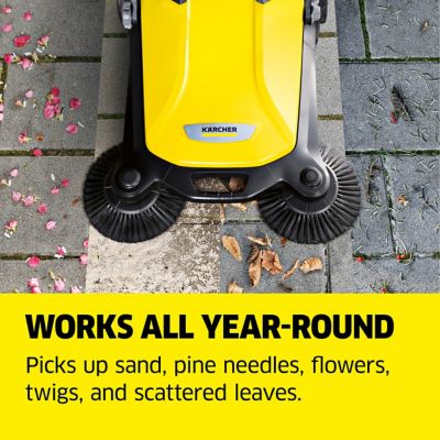 Image showing  26.8 in. S 4 Twin Walk-Behind Outdoor Hand Push Sweeper, 5.25 Gal. Capacity