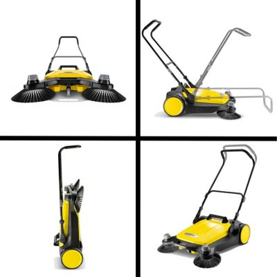 Image showing  33.9 in. S 6 Twin Walk-Behind Outdoor Hand Push Sweeper, 10 Gal. Capacity