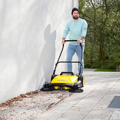 Image showing  33.9 in. S 6 Twin Walk-Behind Outdoor Hand Push Sweeper, 10 Gal. Capacity