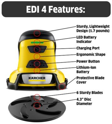 Image showing  Edi 4 Cordless Electric Handheld Ice Scraper, Rotating Disc Windshield Scraper for Ice, Snow, & Frost