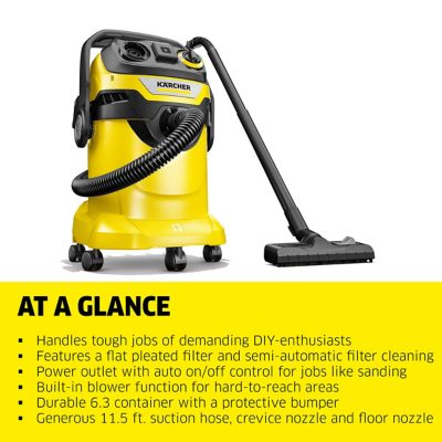 Image showing  Shop Vacuum WD 5 P, 6.6 gal., 6.0 Peak HP, 33 ft. Reach, Heavy Duty, Blower Function, Crevice Tool, Floor Nozzle