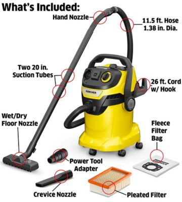 Image showing  Shop Vacuum WD 5 P, 6.6 gal., 6.0 Peak HP, 33 ft. Reach, Heavy Duty, Blower Function, Crevice Tool, Floor Nozzle