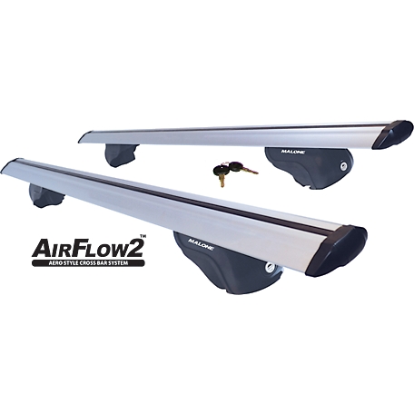 Malone Airflow2 65 in. Aero Cross Rail System - Roof Rack - Raised Side Rails - Aluminum - Silver, MPG217