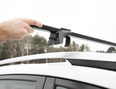 Image showing  SteelTop 50 in. Steel Square Cross Rail System, 165 lb. Capacity, Roof Rack, Raised Side Rails, Black