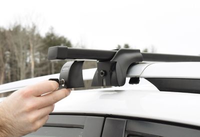 Image showing  165 lb. Capacity SteelTop 58 in. Steel Square Cross Rail System Kayak Roof Rack with Raised Side Rails, Black