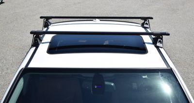 Image showing  135 lb. Capacity Versarail 58 in. Steel Square Cross Rail System Kayak Roof Rack, Bare Roof, Black