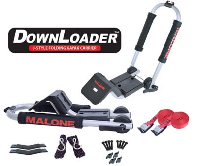 Malone 75 lb. Capacity Downloader Folding J-Style Kayak Carrier with Boarding Ramp, Black