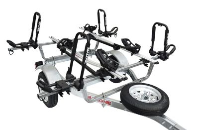 Malone 800 lb. Capacity Microsport 2-Bike/2-Kayak Trailer Package with 2 J-Style Racks, 2 Tray Style Bike Racks and Spare Tire