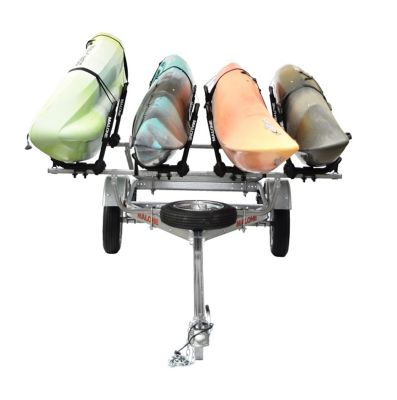 Image showing  800 lb. Capacity Microsport 4-Kayak Trailer Package with 4 J-Style Kayak Racks and Spare Tire