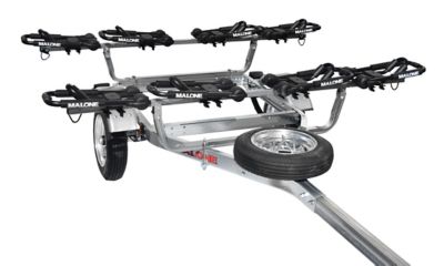 Image showing  800 lb. Capacity Microsport 4-Kayak Trailer Package with 4 J-Style Kayak Racks and Spare Tire