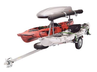 Image showing  Microsport LowBed Trailer Pckg - 2 Kayaks - 2nd Tier - 2 Kayak Racks - Cargo Box - Rod Tube - Spare Tire, MPG464-LBTS