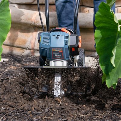 Image showing 10 th Senix 15 in. 6-Tine Gas-Powered 46cc 4-Cycle Tiller Cultivator, 8 in. Tilling Depth