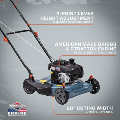 Image showing  20 in. 125cc 4-Cycle Gas-Powered Push Lawn Mower with Side Discharge, Briggs & Stratton Engine, 5-Position Height Level